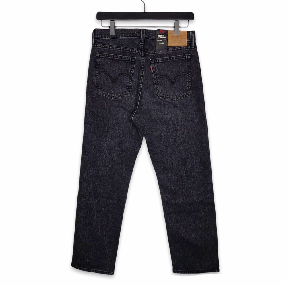 Levis Premium Womens Wedgie Straight Crop Denim Jeans Black Gray High Rise NWT - Picture 14 of 14